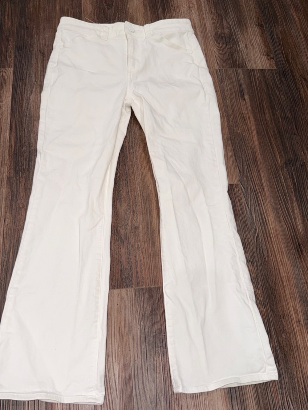 PAIGE Cream Flare Jeans - Wide Leg